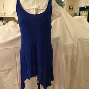 Royal blue long tank jersey knit handkerchief hemsize 8